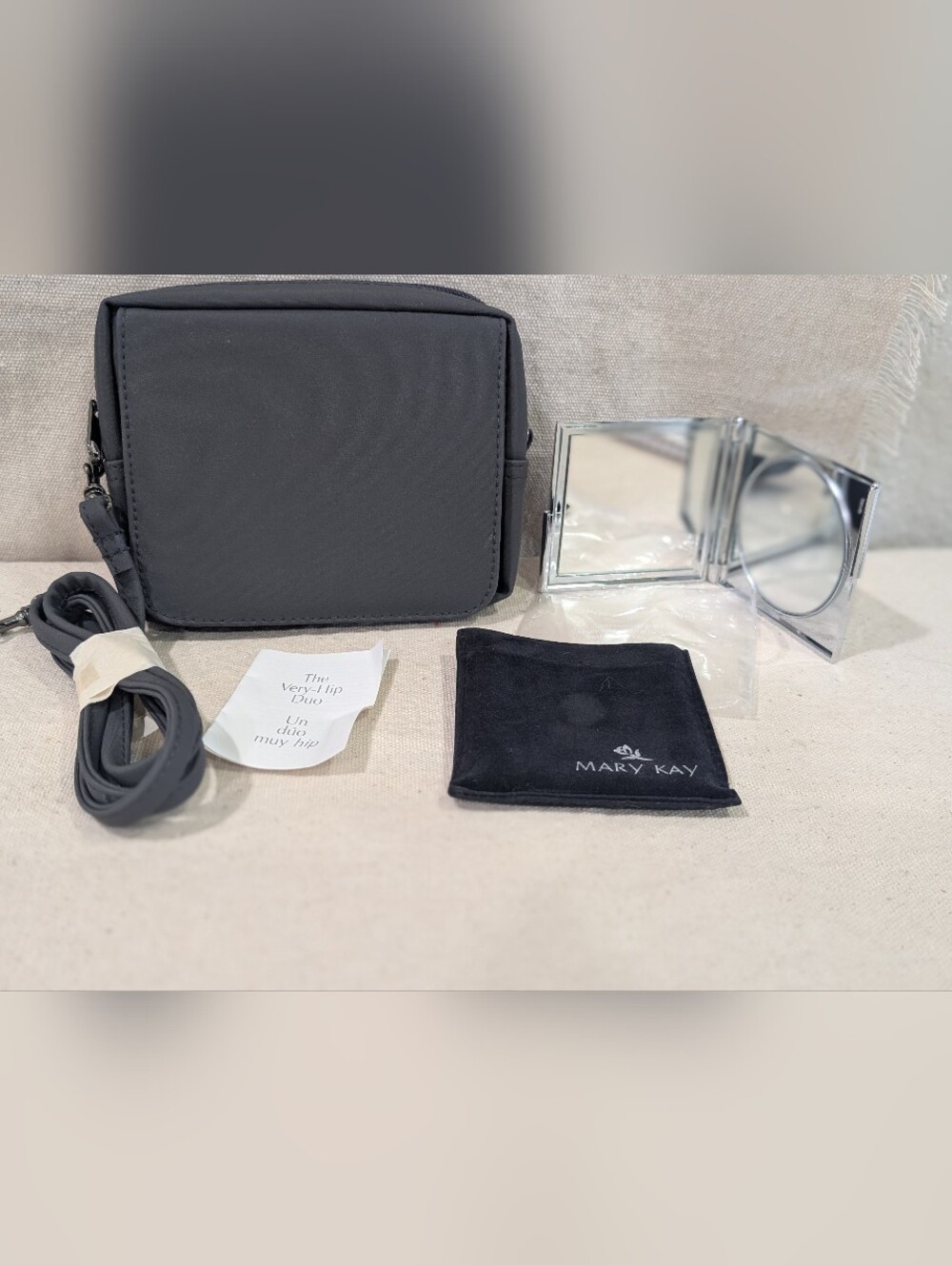 Mary Kay Very Hip Duo Crossbody Purse Make Up Bag & Compact Mirror NEW Travel
